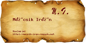 Mácsik Irén névjegykártya